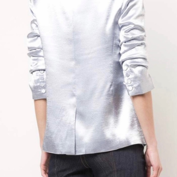 SOLD Cinq A SEPT Kylie Satin Blazer in Silver Size 00 NWT *read description* - Picture 4 of 15